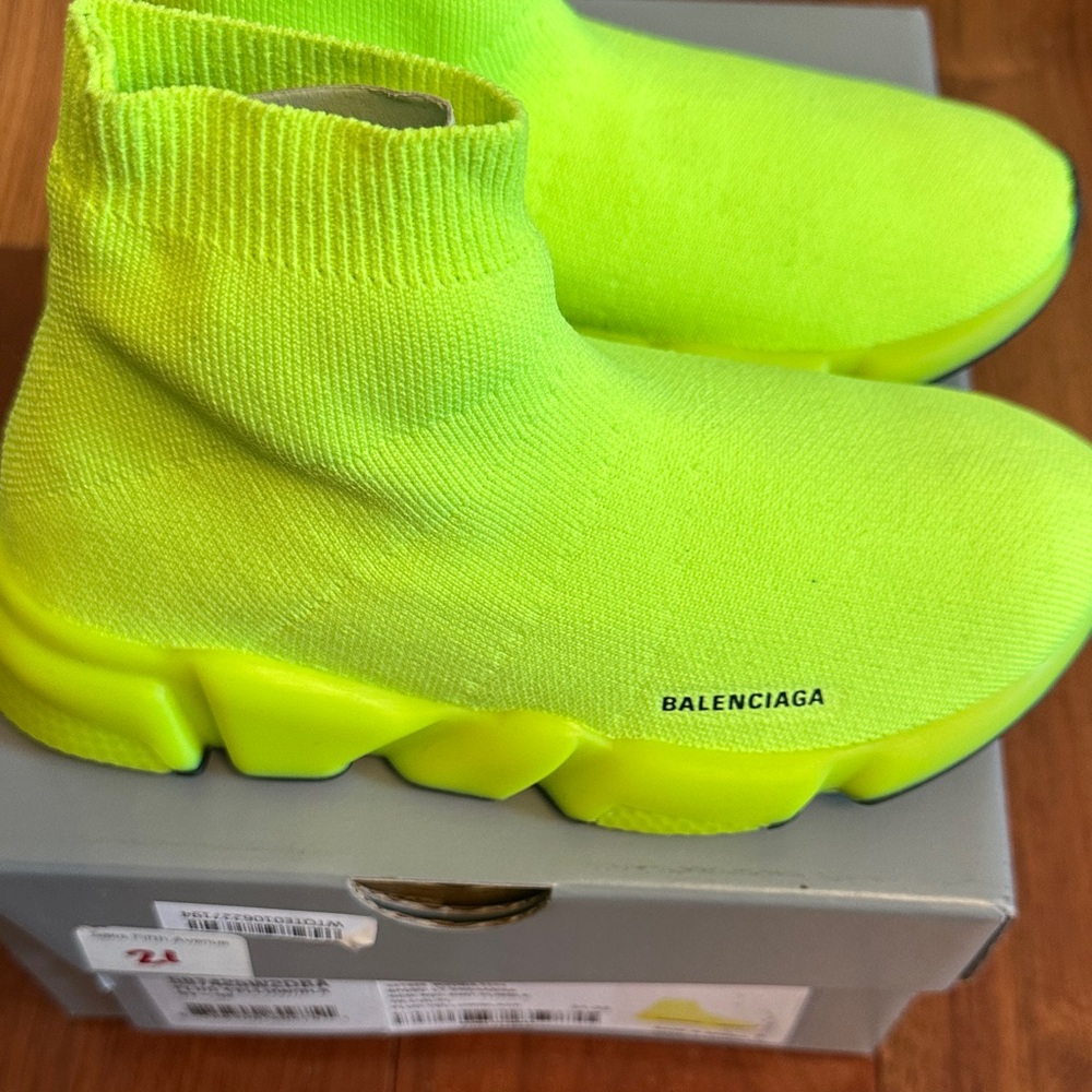 Balenciaga Kids Fluorescent Yellow Sock Sneakers